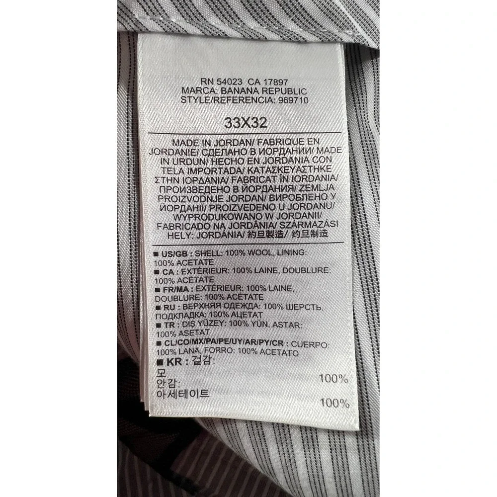 Banana Republic Mens 33x32 Tailored Slim Fit Brown Wool Dress Pants